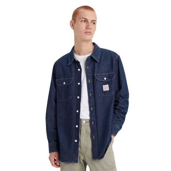 NWT Levi’s Workwear Classic Dark Wash Denim Worker Shirt Size Small *Flaw* - Picture 1 of 7